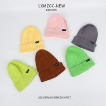 Load image into Gallery viewer, Warm Winter Knit Beanie Hats Trendy Korean Style Macaron Color Solid Color Windproof Wool Unisex