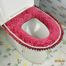 Load image into Gallery viewer, 3pcs Toilet Seat Cover Pads Household Flannel Thicker Zipper Velcro Fastener