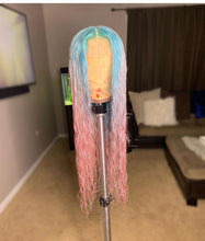 Lade das Bild in den Galerie-Viewer, Women Wig Long Curly Blue Pink Big Wave Fluffy Curling Iron Set W481