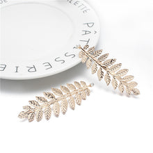 Load image into Gallery viewer, 2PCs Bridal Golden Leaf Headdress Earrings Crown Head Hoop Armband Christmas Gift