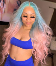 Lade das Bild in den Galerie-Viewer, Women Wig Long Curly Blue Pink Big Wave Fluffy Curling Iron Set W481