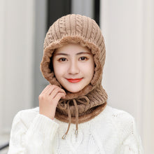Lade das Bild in den Galerie-Viewer, Warm Winter Knit Beanie Hats Fleece-Lined Thickened Women's Neck Warmer Hooded PNE-Piece Suit Korean Unisex