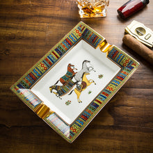 Load image into Gallery viewer, Ashtray Cigar Ceramic European-Style Double-Slot Painted Household Metal Cigar Ashtray