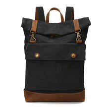 Load image into Gallery viewer, Backpack Men Crazy Horse Leather Canvas Outdoor travel Roll Cover shoulder bag