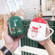 Load image into Gallery viewer, Xmax Christmas Cup Gift Creative Cartoon Gift Ceramic with Lid Spoon Personality Mark