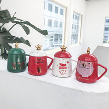 Load image into Gallery viewer, Xmax Christmas Cup Gift Creative Cartoon Gift Ceramic with Lid Spoon Personality Mark