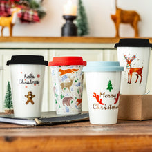 Load image into Gallery viewer, Xmax Christmas Cup Gift Creative Ceramic Mark with Cover Spoon Office Coffee Festival Give as Gifts