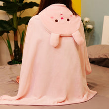 Lade das Bild in den Galerie-Viewer, Coral Fleece Children Small Blanket Hooded Cape Winter Cover Leg Blanket Air Conditioning Nap Blanket