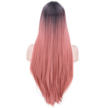 Load image into Gallery viewer, Women Wig Black Gradually Varied Pink Long Straight Bangs Synthetic Wigs W246