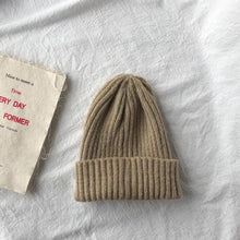 Lade das Bild in den Galerie-Viewer, Warm Winter Knit Beanie Hats Solid Color Light Board Woolen Cap Autumn and Winter Women Korean Style Curl Unisex