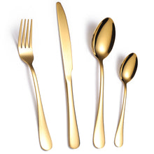 Lade das Bild in den Galerie-Viewer, 304 Stainless Steel Flatware Sets 4-Piece Steak Knife, Fork and Spoon Golden Color