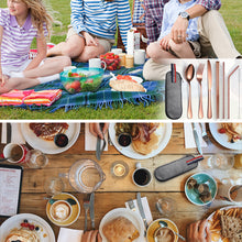 Lade das Bild in den Galerie-Viewer, 304 Stainless Steel Flatware Sets Portable Tableware Set of Suit 7 Spork Chopsticks Straw Cleaning Brush