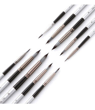 Load image into Gallery viewer, 10 PCs Nylon Hair Brush Silver Gray Rod round Front Watercolor