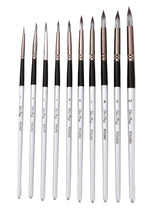 Load image into Gallery viewer, 10 PCs Nylon Hair Brush Silver Gray Rod round Front Watercolor