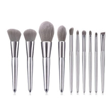 Load image into Gallery viewer, 10 Silver Makeup Brushes Makeup Tools Blush Brush