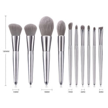 Load image into Gallery viewer, 10 Silver Makeup Brushes Makeup Tools Blush Brush