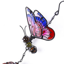 Load image into Gallery viewer, 3D Butterfly Wrought Iron Glass Painted Wind Chimes Home Decoration