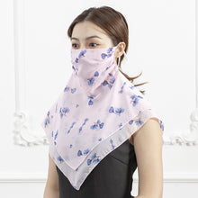Load image into Gallery viewer, 2PCs Chiffon Shawl Ear-Hanging Sunscreen Veil Summer Face Mask for Outdoor Cycling