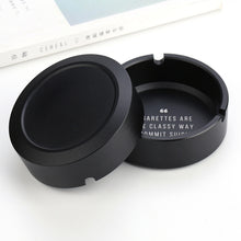 Load image into Gallery viewer, Ashtray round Black Metal Stainless Steel Logo Lettering Advertising Gift Ashtray