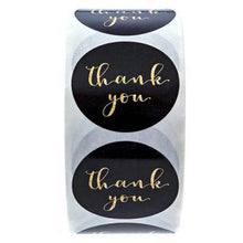 Lade das Bild in den Galerie-Viewer, 2x500pcs Christmas Xmas 1 Inch Black Gilding Thank You Baking Sticker Labels tape
