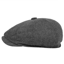 Lade das Bild in den Galerie-Viewer, Hats Men Beret Vintage Herringbone Gatsby Tweed Peaky Spring Flat Peaked Beret Hats