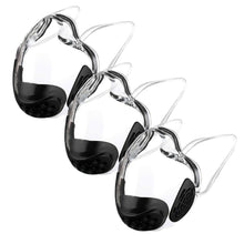 Load image into Gallery viewer, 3pcs balck Durable Face Shield Reusable Transparent Mask Lip Reading AZ10264