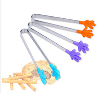 Lade das Bild in den Galerie-Viewer, 2Pcs orange Stainless Steel Silicone Food Clip,Hand Clip Cooking Kitchen Tableware AZ1676