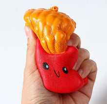 Lade das Bild in den Galerie-Viewer, 2Pcs Yellow cat cup Antistress Relief Squishy toy, Hamburger,French fries, Milk tea, Burgers,Cake