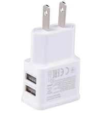 Load image into Gallery viewer, 2Pcs 2-port us plug white 5V 2A US/EU Plug Mobile Phone Power Adapter With Double Port AZ1559