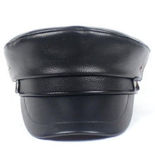 Load image into Gallery viewer, Hats Black Pu Military Hats Vintage Army Hat/leather Beret Cap
