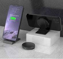 Load image into Gallery viewer, black 15W phone wireless charger, multifunctional bluetooth headset phone folding wireless charger AZ12329