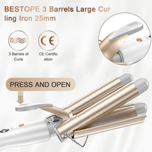 Lade das Bild in den Galerie-Viewer, 20mm gold Three-tube curling iron water ripple Hair Curler large Curling Iron Large Wave Ceramic Wide Hair Crimpers AZ167