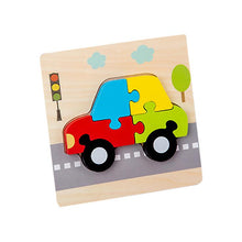 Load image into Gallery viewer, 2Pcs car Children's wooden 3D geometric puzzle, baby early education jigsaw puzzle building block educational toy AZ12287