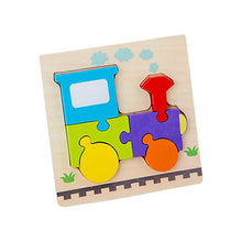 Load image into Gallery viewer, 2Pcs train Children's wooden 3D geometric puzzle, baby early education jigsaw puzzle building block educational toy AZ12299