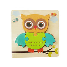 Load image into Gallery viewer, 2Pcs owl Children's wooden 3D geometric puzzle, baby early education jigsaw puzzle building block educational toy AZ12293