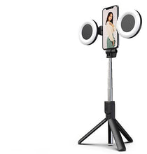 Lade das Bild in den Galerie-Viewer, 2 lights black Bluetooth Selfie Stick Led Ring Light Extendable Handheld Live Tripod AZ16470
