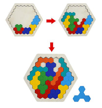 Load image into Gallery viewer, 14pcs 12pcs wooden children's educational toy hexagonal puzzle honeycomb type fun variety puzzle AZ11770