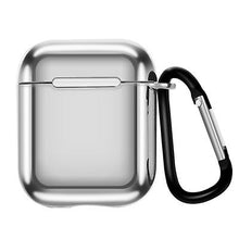Load image into Gallery viewer, 2Pcs red Suitable for Airpods1/2 generation electroplating TPU protective sleeve Apple Bluetooth wireless headset case with carabiner AZ15644