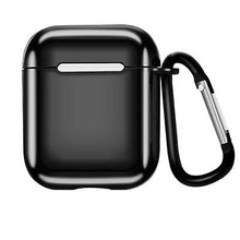 Load image into Gallery viewer, 2Pcs black Suitable for Airpods1/2 generation electroplating TPU protective sleeve Apple Bluetooth wireless headset case with carabiner AZ15643