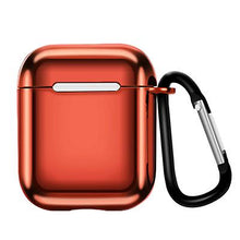 Load image into Gallery viewer, 2Pcs red Suitable for Airpods1/2 generation electroplating TPU protective sleeve Apple Bluetooth wireless headset case with carabiner AZ15644