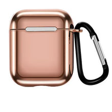 Load image into Gallery viewer, 2Pcs red Suitable for Airpods1/2 generation electroplating TPU protective sleeve Apple Bluetooth wireless headset case with carabiner AZ15644