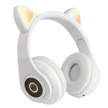 Load image into Gallery viewer, white Wireless Cat Ear Headphones Bluetooth Headset LED Lights Earphone for Kids Girl AZ15937