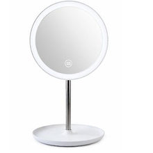 Lade das Bild in den Galerie-Viewer, 17.5*30cm pink LED vanity mirror bedside table with lamp vanity mirror bathroom desktop multi-function vanity mirror touch luminous AZ16887