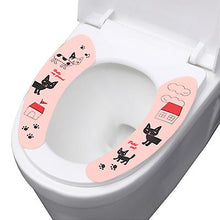 Load image into Gallery viewer, 2Pcs cat pink Adhesive cartoon toilet stickers to keep warm and thick electrostatic toilet seat toilet cushion washable cartoon toilet cushion AZ15325