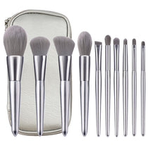 Load image into Gallery viewer, 10 Silver Makeup Brushes Makeup Tools Blush Brush