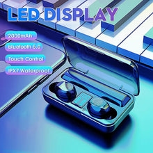 Load image into Gallery viewer, Cool Headphones Headsets TWS bluetooth 5.0 Earphone Wireless Earbuds 2000mAh Power Bank Touch Control IPX7 Waterproof earphone