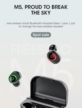Load image into Gallery viewer, Cool Headphones Headsets M5 TWS bluetooth 5.0 Earphone Wireless Earbuds 1800mAh Power Bank Sports Headphone with Mic earphone