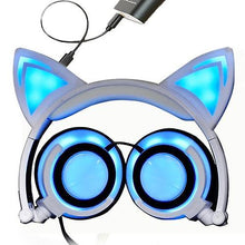 Load image into Gallery viewer, Cool Headphones Headsets Headphone Cat Ears Earlaps With LED Light Rechargable Battery earphone