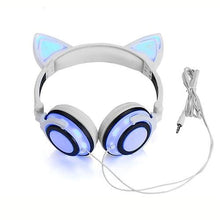 Load image into Gallery viewer, Cool Headphones Headsets Headphone Cat Ears Earlaps With LED Light Rechargable Battery earphone