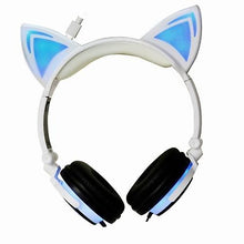 Load image into Gallery viewer, Cool Headphones Headsets Headphone Cat Ears Earlaps With LED Light Rechargable Battery earphone